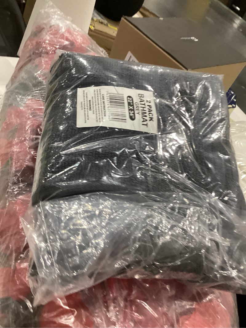 Condition photo showing As Is for Bath Mat Floor Towel Set - Absorbent Cotton Hotel Spa Shower/Bathtub Mats [Not a Bathroom Rug] 22"x34" Pack of 2 Grey 2 Pack (22"x34")
