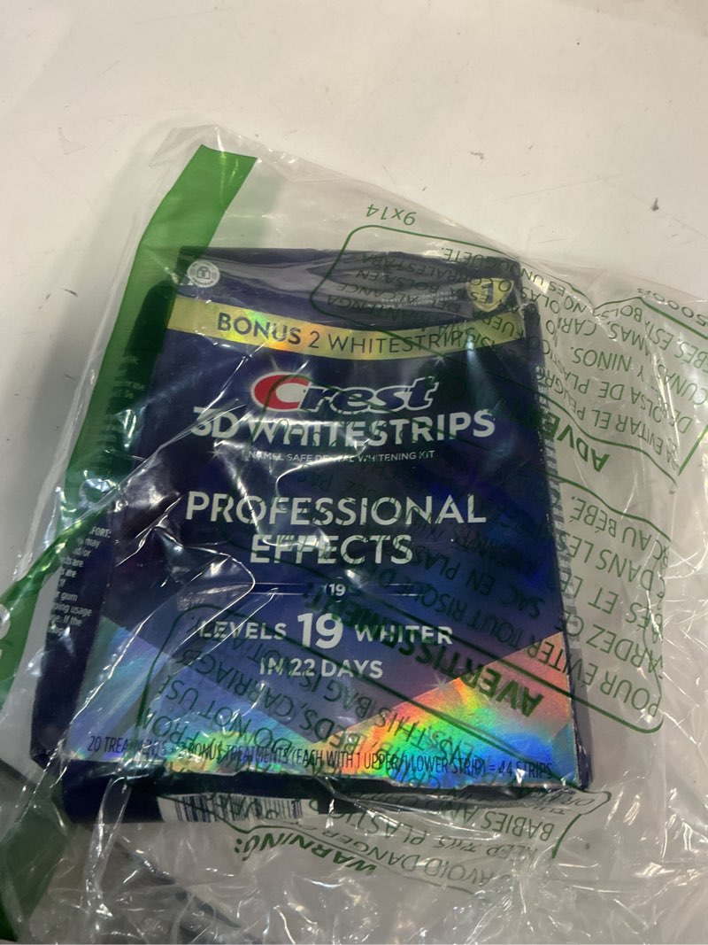 Condition photo showing Good Condition for Crest 3D Whitestrips Professional Effects – Teeth Whitening Kit, 22 Treatments (20 + 2 Bonus), Each with 1 Upper/1Lower, 44 Strips – Crest 3DWhite Teeth Whitening Strips