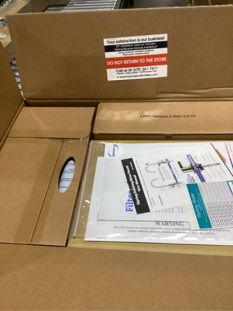 Condition photo showing New/Like New for iSpring RCC7AK, NSF Certified, 75 GPD, Alkaline 6-Stage Reverse Osmosis System, pH+ Remineralization RO Water Filter System Under Sink, Patented Top-Mounted Faucet Design for Easy Installation 6-Stage, Alkaline Brushed Nickel