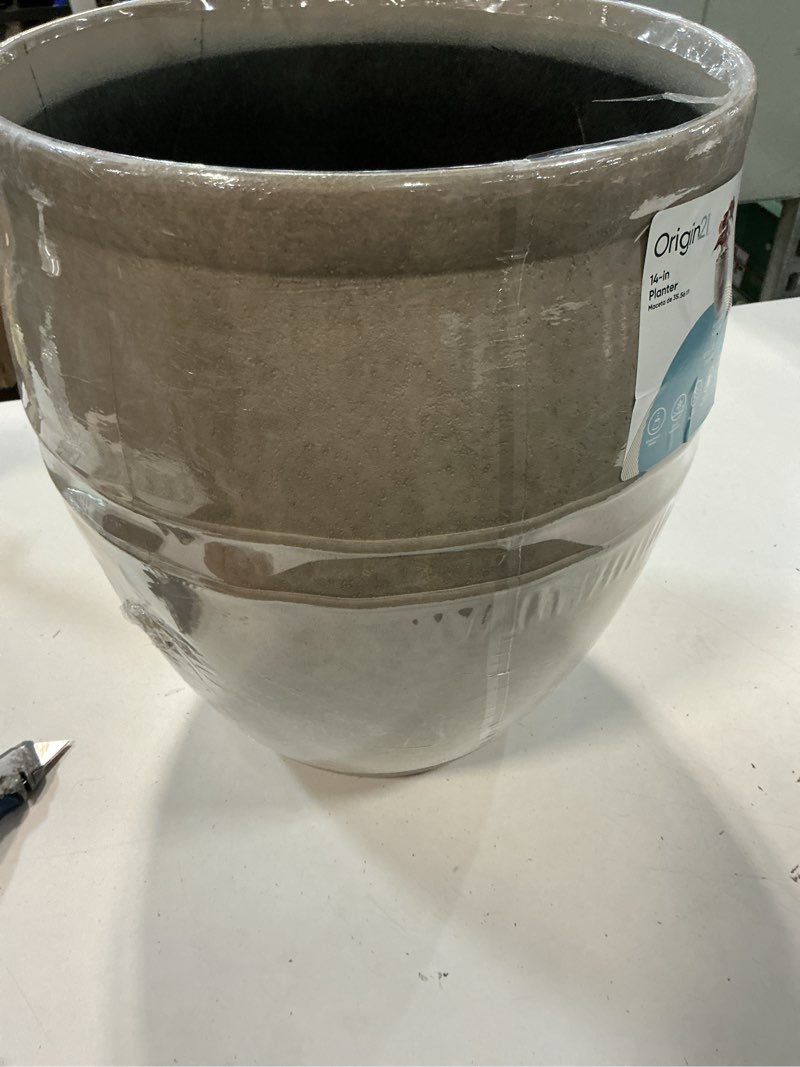 Condition photo showing Good Condition for  origin 21 round 12.36-in w x 12.36-in l x 15.87-in h gray plastic indoor/outdoor planter