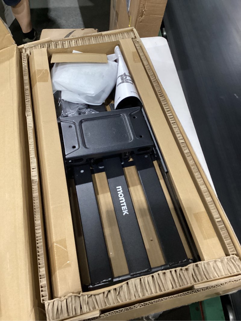 Condition photo showing New/Like New for montek heavy duty tv wall mount for 37-90 inch tvs up to 165lbs, 4x load tested, 25.1" extended full motion dual articulating arms, fits 12/16/18/24" studs, tool-free tilt/swivel, max vesa 600x400mm