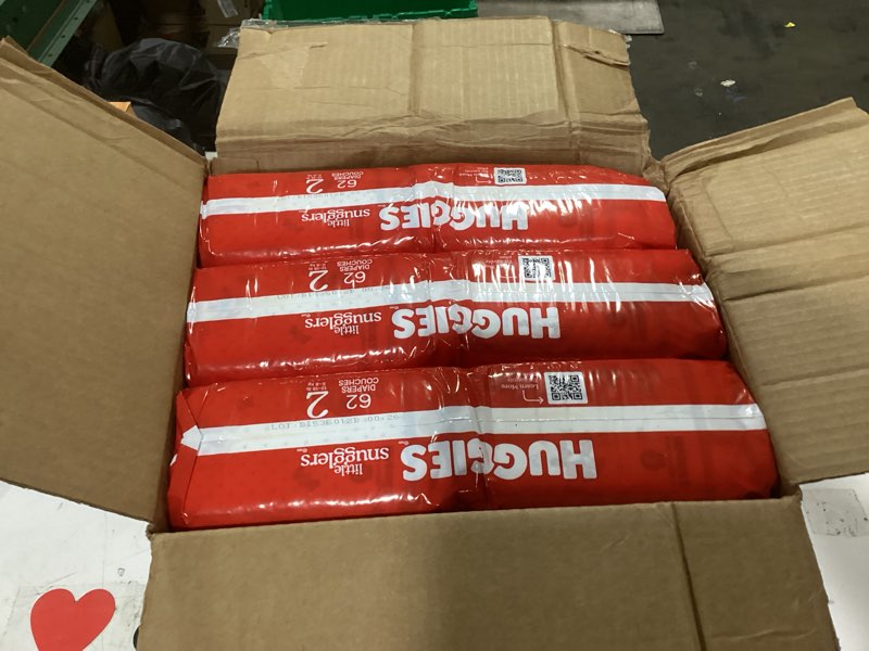 Condition photo showing Good Condition for huggies size 2 diapers, little snugglers baby diapers, size 2 (12-18 lbs), 186 count (3 packs of 62), packaging may vary