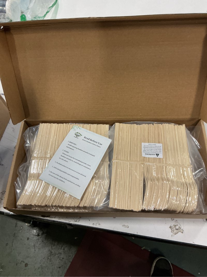 Condition photo showing New/Like New for Disposable Bamboo Cutlery (140forks 70spoons 70 knives) Reusable 100% Compostable Biodegradable Sustainable flatware Wooden Plastic Alternatives Durable utensils Parties Picnics Weddings 280
