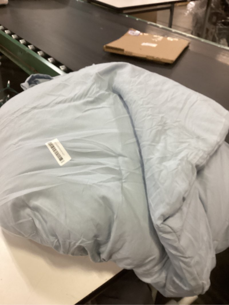 Condition photo showing As Is for Oversized Queen Comforter Set Mist Blue, Extra Length Fit for Thick Mattresses,3PCS Bedding Comforter for All Season, Oversized Queen Size(98''×98'' Comforter & 2 Pillowcases) 11mist Blue Oversized Queen (98"x98")