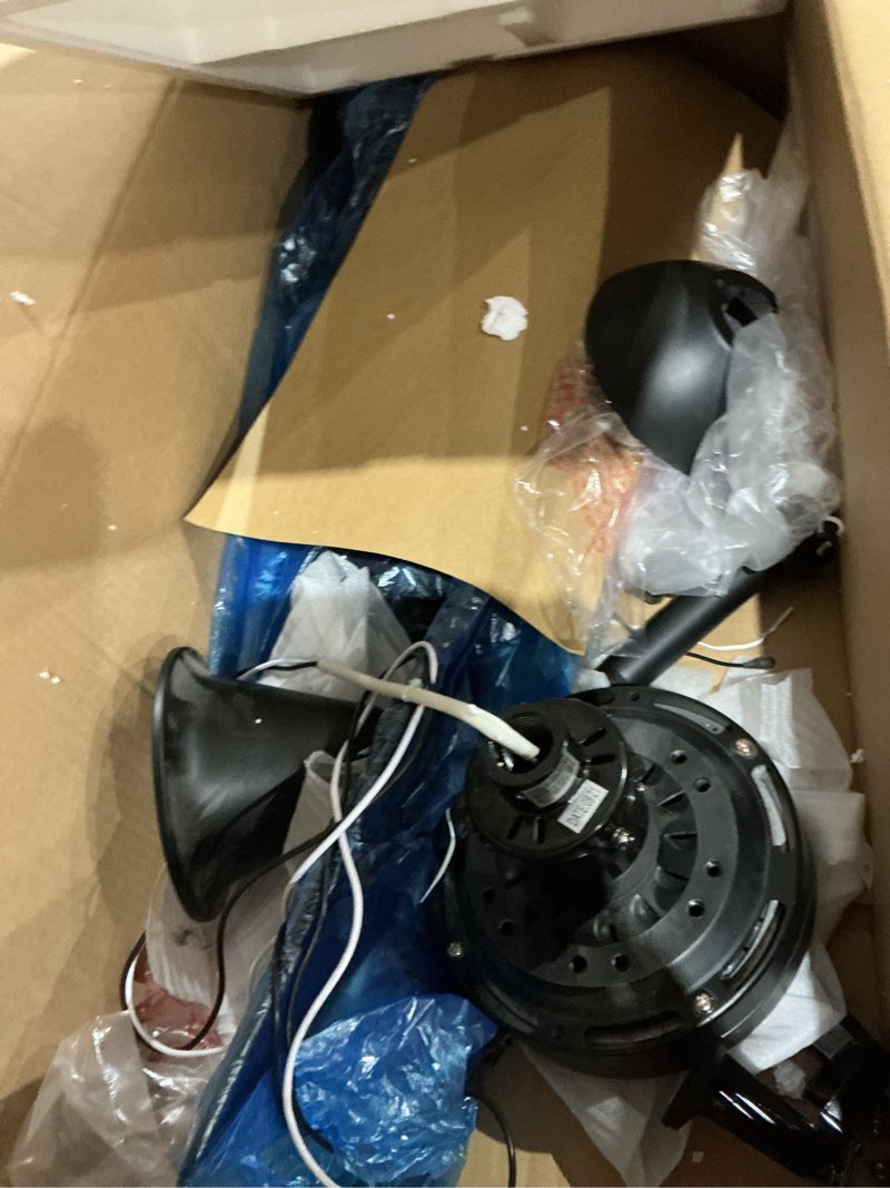 Condition photo showing As Is for minka aire f843-cl wave 52" ceiling fan with remote control, coal coal 52-inch