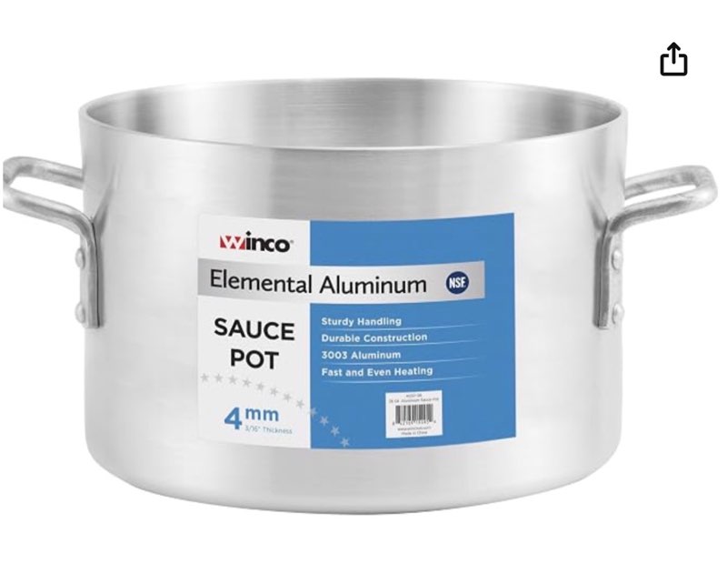 assp-26 - elemental aluminum sauce pot, 4mm - 26 quart