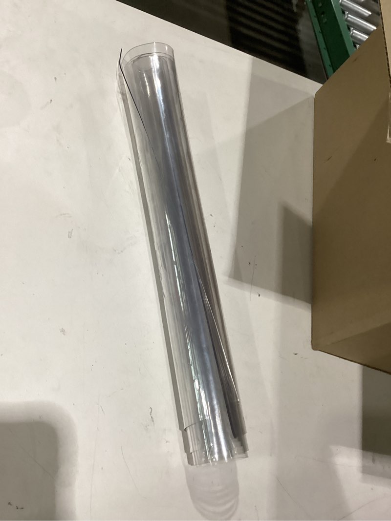 Condition photo showing As Is for 20X48 Inch Clear Plastic Dining Table Protector Pad PVC Tablecloths Waterproof Clear Vinyl Tabletop Cover Mat 1.5mm Thick Transparent Furniture Surface Protector Easy Clean Heat Resistant 20X48 Inches Upgraded Verison Clear 1.5mm