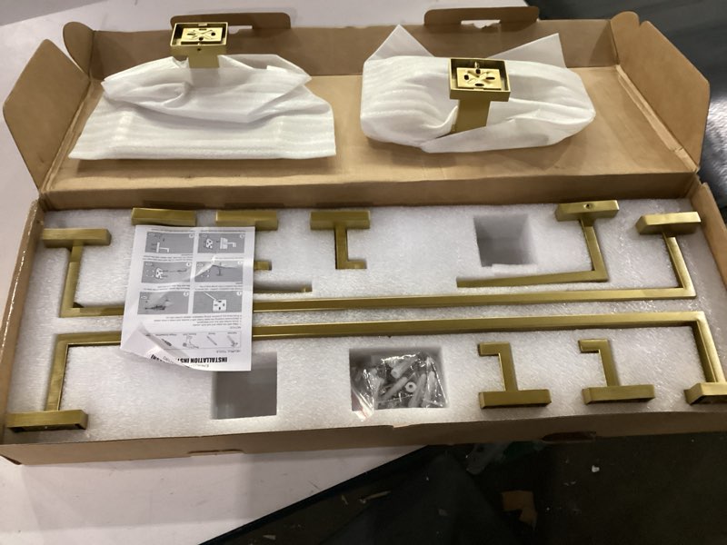 Condition photo showing New/Like New for 10-piece bathroom hardware accessories set-brushed gold towel bar, holder & racks-sus304 stainless steel-wall mounted,23.6-inch brushed gold 10 pcs