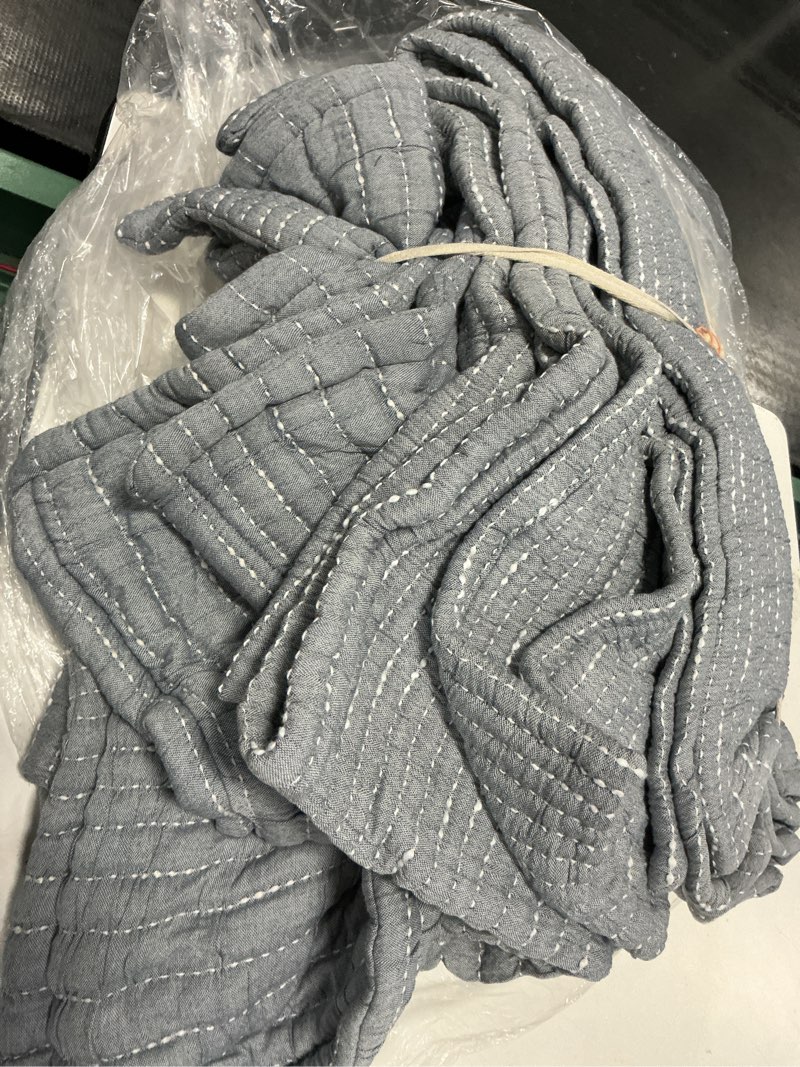 Condition photo showing Good Condition for organic cotton channel stitch coverlet set, full/queen, blue