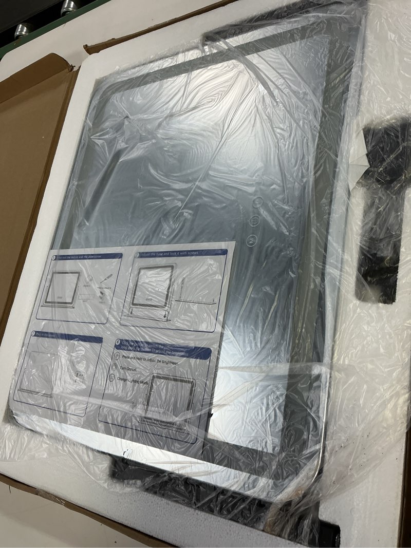 Condition photo showing Good Condition for fennio vanity mirror with lights 22"x17",led lighted makeup mirror,large makeup mirror with lights,touch screen with 3-color lighting,led mirror makeup,dimmable,for vanity desk tabletop,bedroom black 22"l x 17"w
