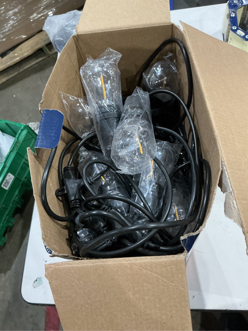 Condition photo showing As Is for harbor breeze 48-ft solar black indoor/outdoor string light with 20 white -light led edison bulbs