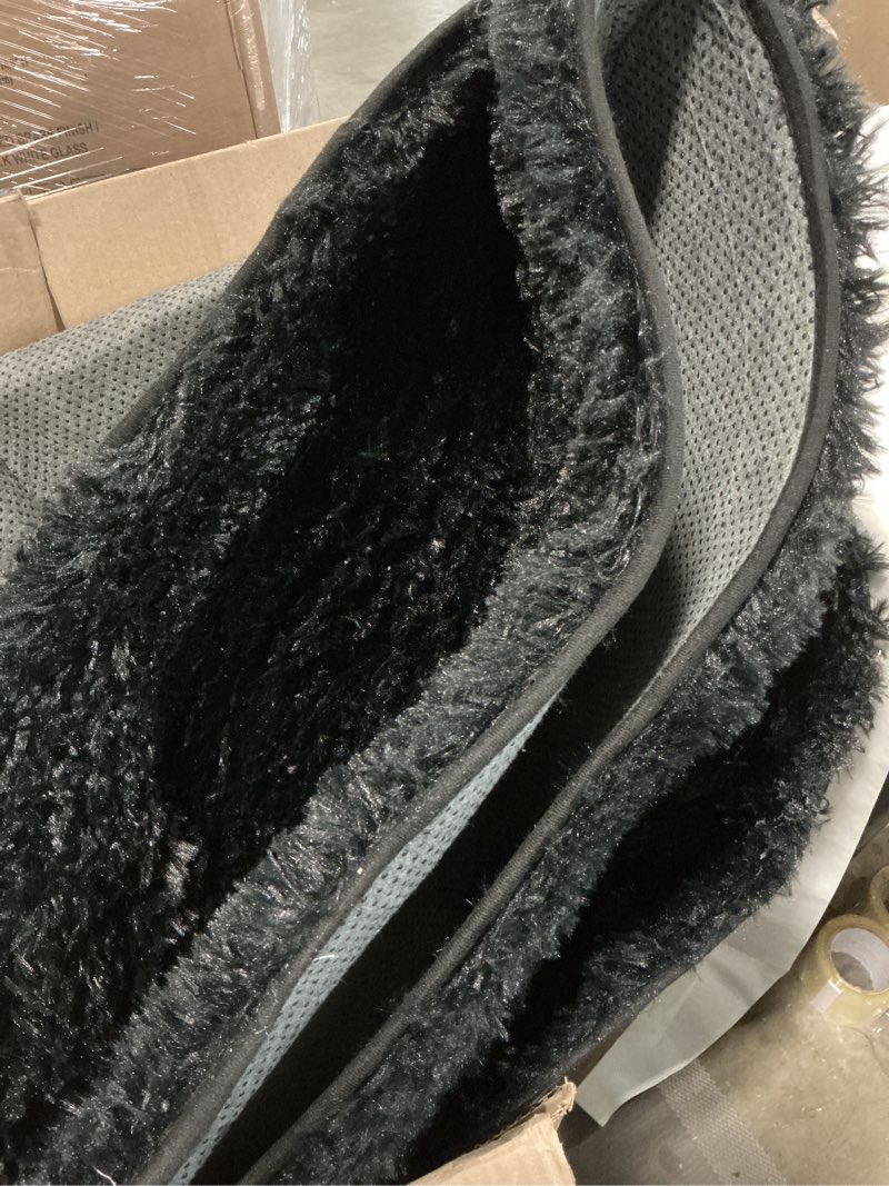 Condition photo showing As Is for Black Rugs for Living Room: 10x12 Large Shag Area Rugs for Living Room- Large Shag Rugs for Bedroom- 10x12 Shaggy Big Mordern Indoor Carpets, Black Black 10' x 12' (Rectangular)