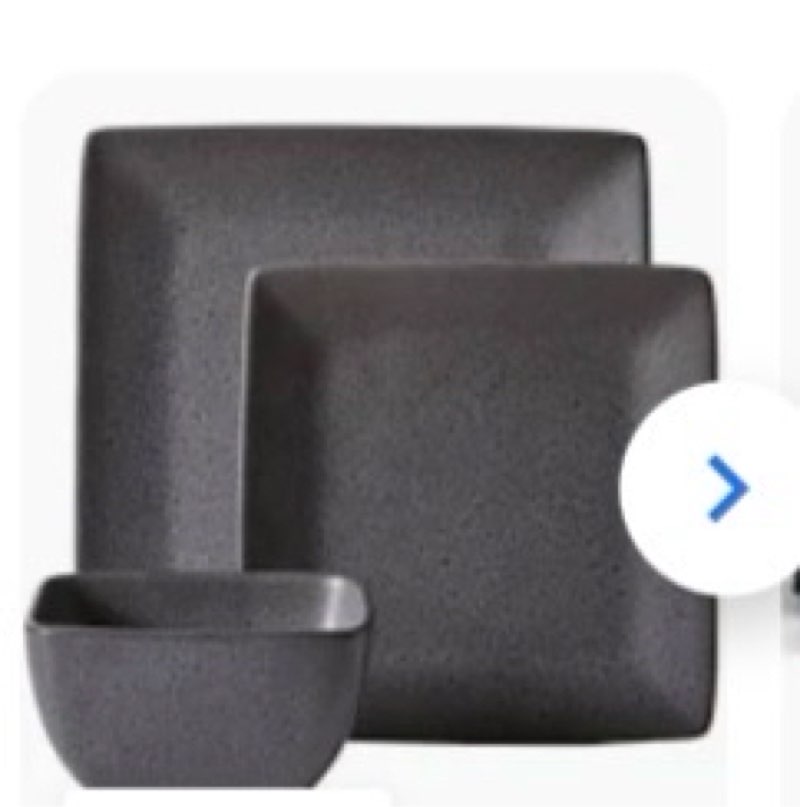 famiware dinnerware sets for 4, ocean square 24-piece kitchen plates and bowls sets, microwave and dishwasher safe, scratch resistant, matte black