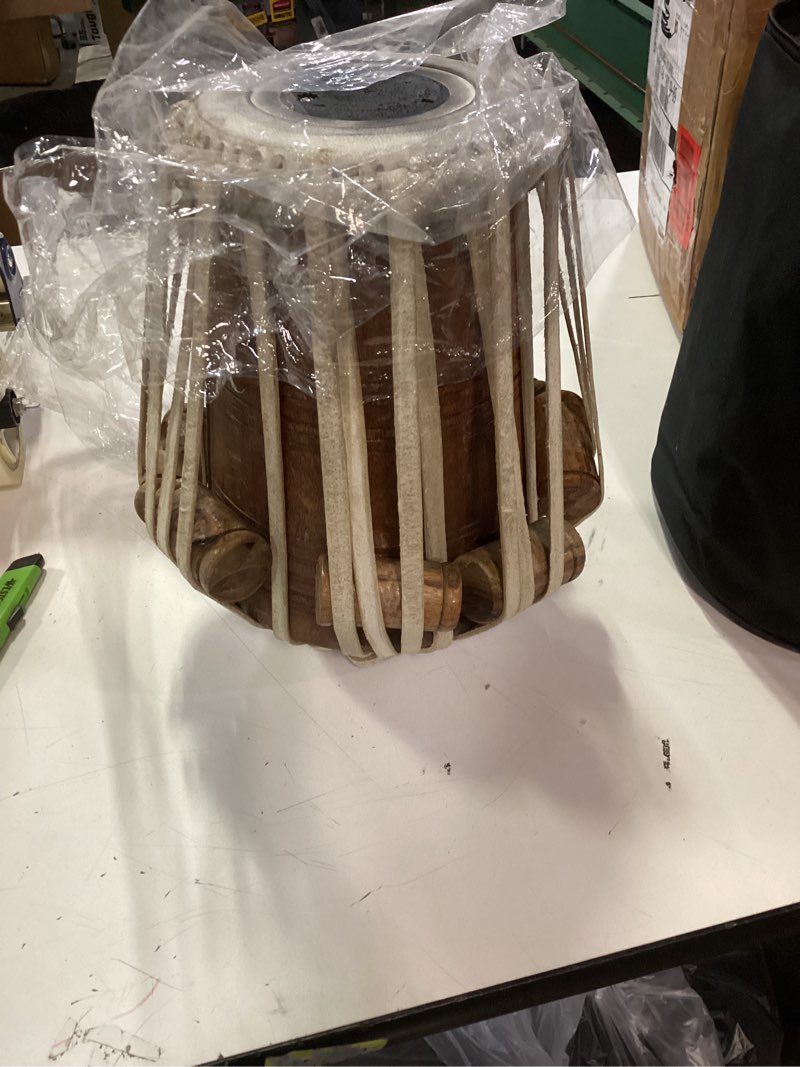 Condition photo showing As Is for Professional Dayan Tabla in Black Sheesham Wood – Handcrafted, Concert Quality, Tuned to C Sharp (PDI-CHH) – Rich Sound, Perfect for Classical Performances & Practice
