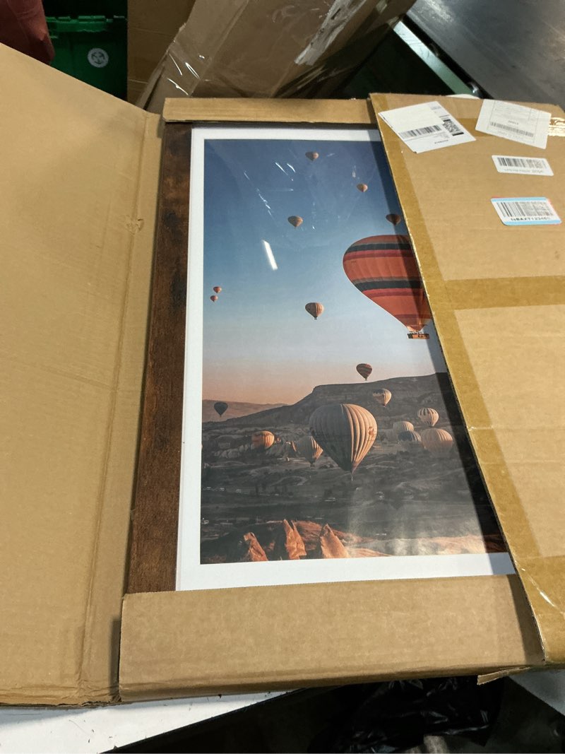 Condition photo showing As Is for 18x24 picture frame with 16x20 mat, display photo 16x20 with mat or 18 x 24 without mat, wall hanging large 18 by 24 poster frame with plexiglass, rustic brown rustic brown 18x24 inch