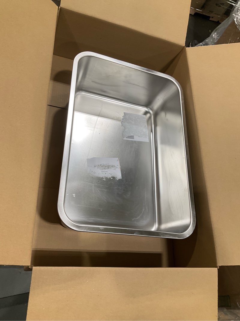 Condition photo showing Good Condition for stainless steel litter box large, metal cat litter box 6" high sided, metal litterbox, easy clean non stick no smell,cats litterbox toilet pet supplies for indoor kitty, kitten, rabbit, puppy large (19.7" x 13.6" x 6")