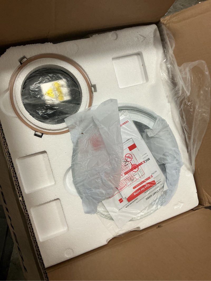 Condition photo showing As Is for TOSHIBA OptiChef Air Fryer Combo Countertop Microwave Oven with 2.4-Inch Color Screen, Origin Inverter Technology, Smart Sensor, Compatible with Alexa, 1100W, 1.3 Cu.Ft, Silver ML2-STC13SAIT(SS)