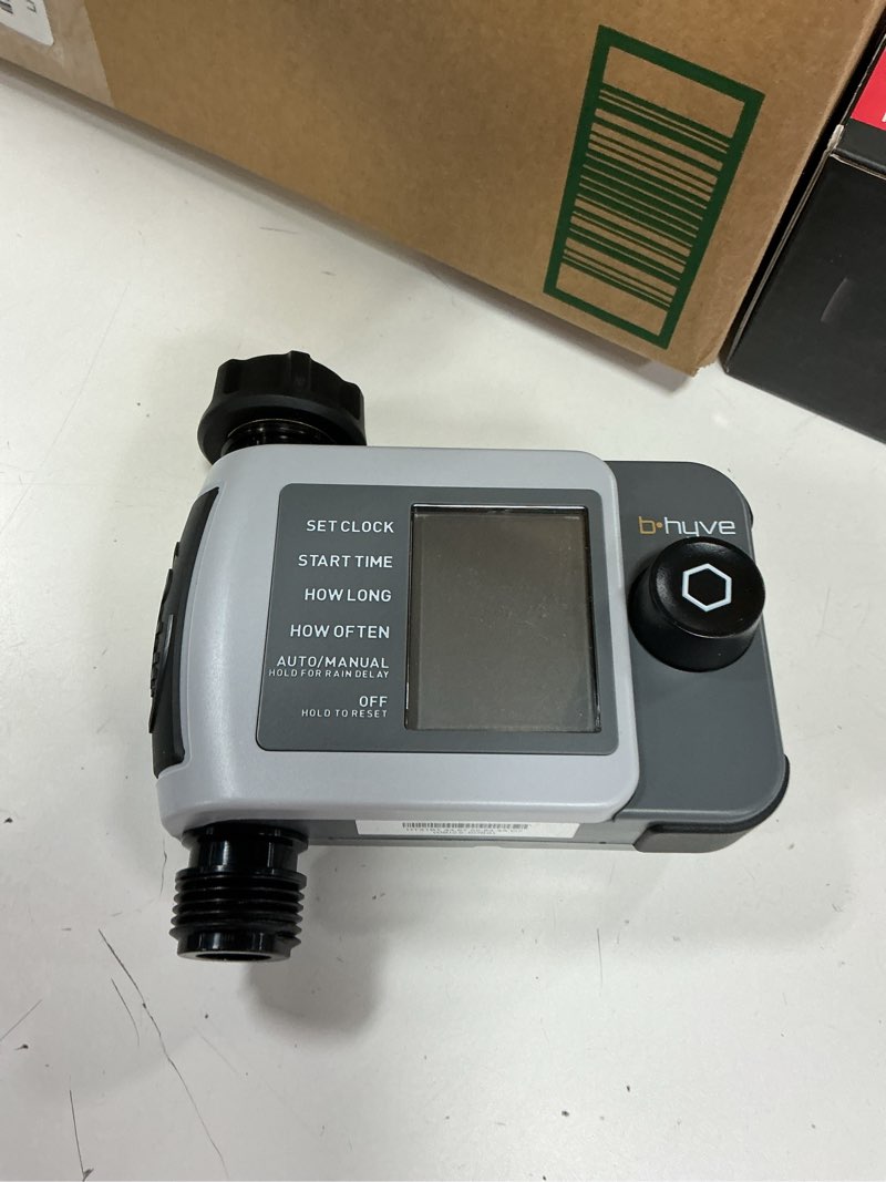 Condition photo showing As Is for B-hyve XD SMART 1-Outlet Hose Faucet Watering Timer with Gen. 2 Wi-Fi Hub