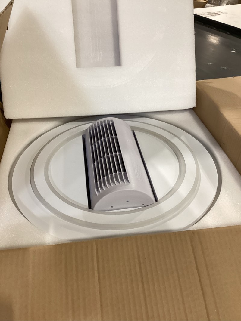 Condition photo showing Good Condition for bladeless ceiling fans with lights, 20" modern flush mount ceiling fan with remote and dimmable led lights, 6 speed fan light for bedroom living room (round) 20“ round