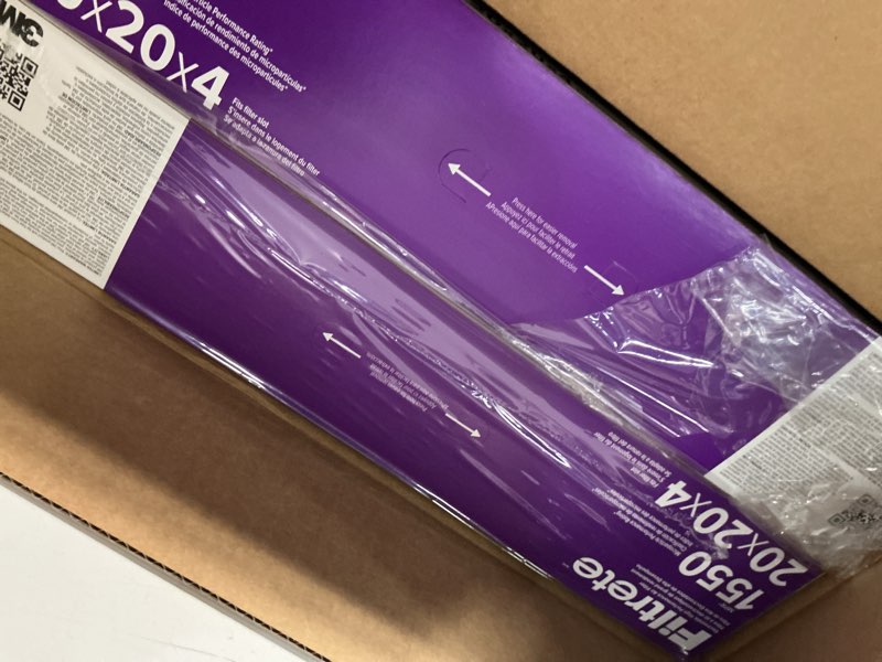 Condition photo showing Good Condition for filtrete 20x20x4 ac furnace air filter, mpr 1550, merv 12, fits honeywell, certified asthma & allergy friendly, electrostatic air cleaning filter, 2-pack (actual size 19.88x19.88x4.31 in)