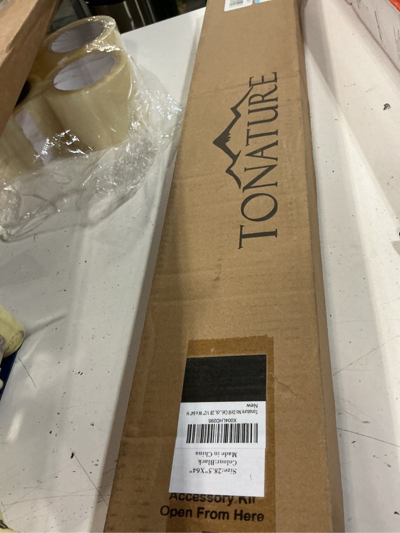 Condition photo showing New/Like New for tonature no drill cellular shades for indoor windows, thermal insulating & noise reducing honeycomb blinds, free stop cordless blackout shades, black, 28 1/2" w x 64" h 28 1/2"w x 64"h black(blackout)