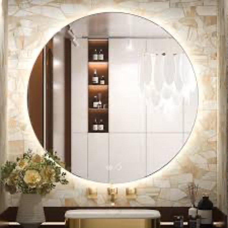 KONJ1086.82975050A Adorna Round Frameless Backlit Mirror, LED Bathroom Vanity Mirror