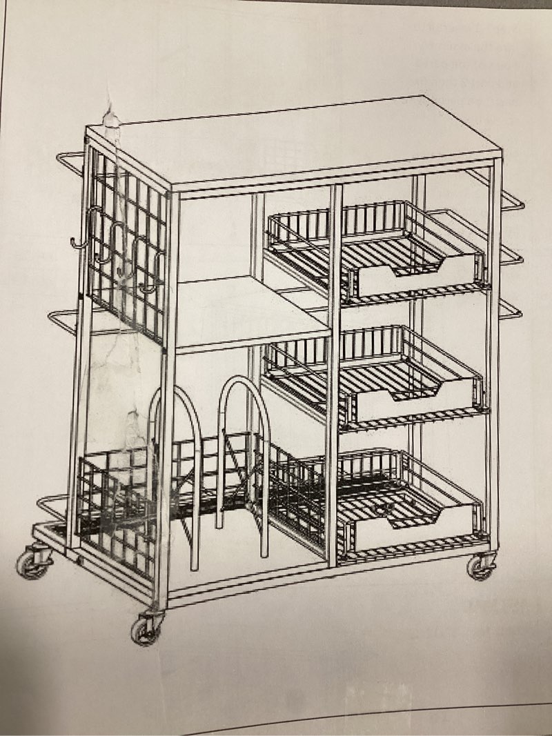 White metal stand on wheels 