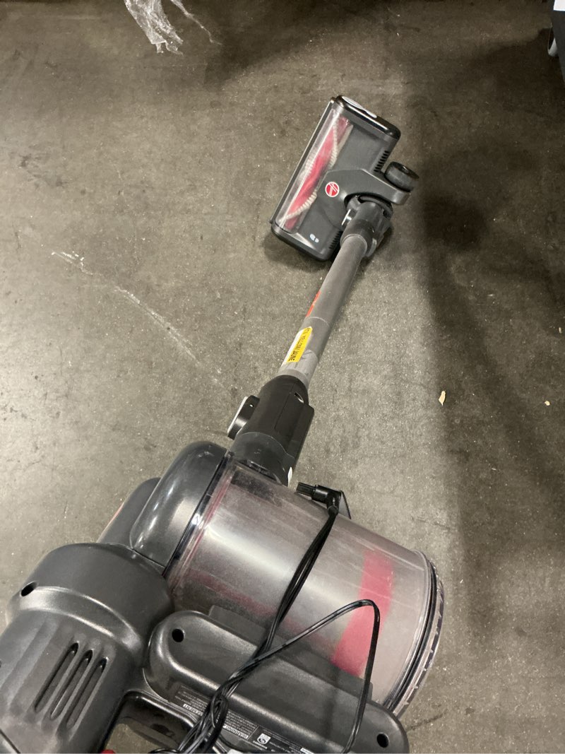 Condition photo showing As Is for hoover cordless standing stick vacuum bh59000v 10.5" cleaning path gray/red