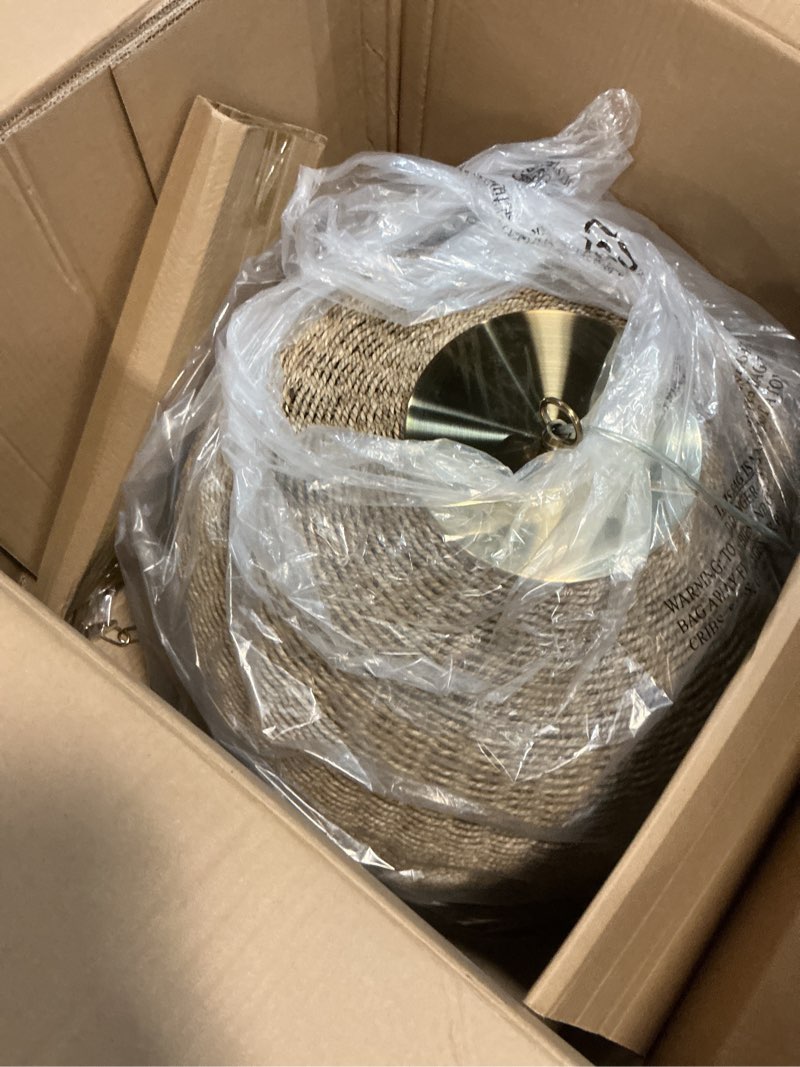 Condition photo showing New/Like New for large seagrass pendant table lamp brown - threshold™ designed with studio mcgee: jute drum shade, ul listed, adjustable height