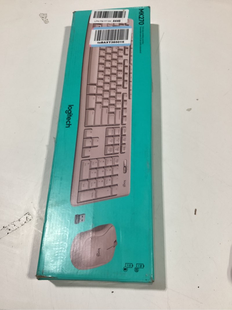 Condition photo showing Good Condition for Logitech MK270 Wireless Keyboard and Mouse Combo for Windows, 2.4 GHz, 8 Multimedia Keys, PC, Laptop, Wireless Keyboard Compact Mouse Combo - Rose Rose 1 Pack Combo