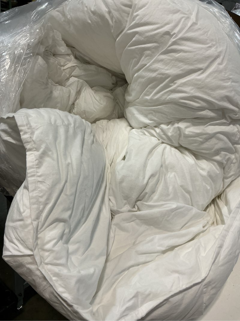 Condition photo showing As Is for cotton pintuck comforter, king/cal king, white