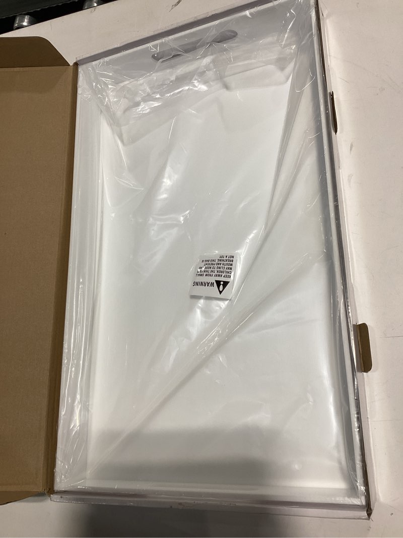 Condition photo showing New/Like New for glossy white sturdy acrylic serving tray with handles-12x20 inch-serving coffee appetizer breakfast-kitchen countertop makeup drawer organizer-vanity table ottoman decorative tray 20" x 12" x 2" glossy white