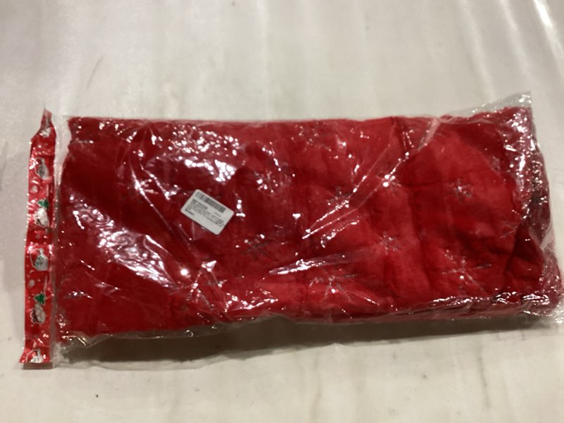 Condition photo showing New/Like New for 48 inches Large Christmas Tree Skirt Luxury Faux Fur with Snowflake for Home Party Xmas Tree Decoration (Red and Gold)