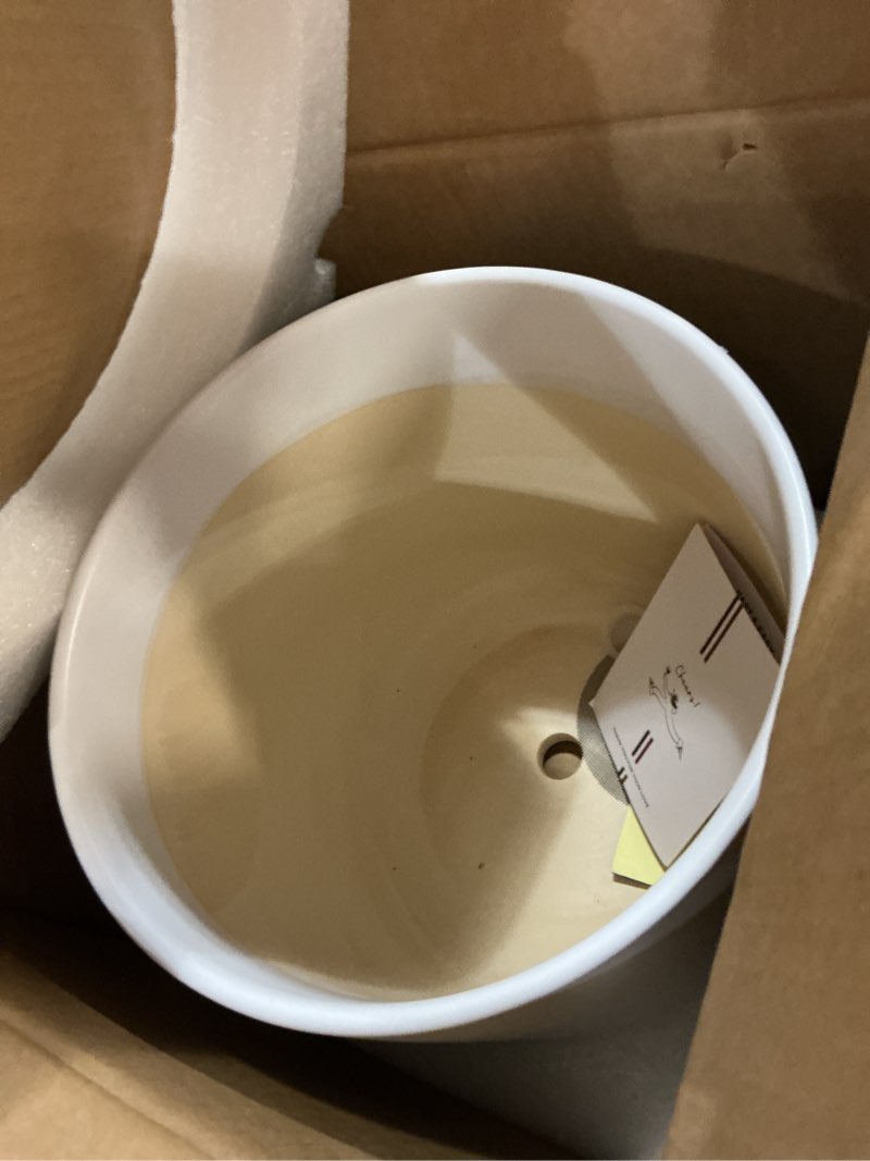 Condition photo showing New/Like New for le tauci 10 inch plant pot, ceramic pots for plants with drainage hole and rubber plug, plant pots indoor for olive tree, cylinder planter pot for home patio office, white white 10 inch