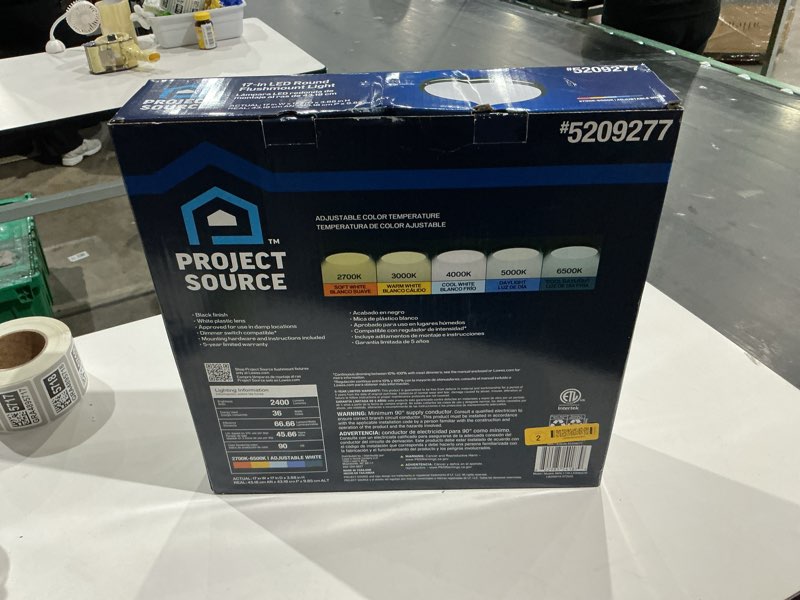 Condition photo showing As Is for project source 17-in matte black indoor 1 -light led tunable white flush mount light with plastic