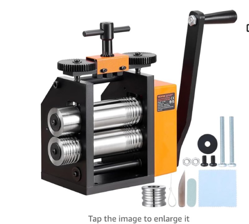 vevor rolling mill, 3"/76mm jewelry rolling mill machine, 1:2 gear ratio, 3-in-1 multifunction rolling mill, 0.004-0.276in press thickness for metal jewelry making, square wire semicircle pattern