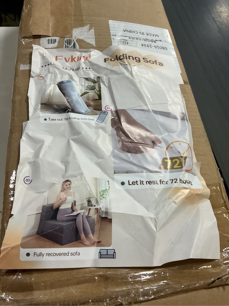 Condition photo showing New/Like New for folding sofa bed, foldable sleeper chair with washable cover, convertible futon sofa bed with pillow, fold out couch for living room, dorm, guest room, single size, dark grey single dark grey