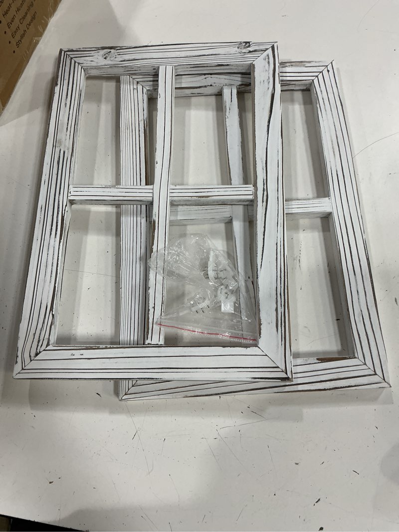 Condition photo showing Good Condition for california cade electronic rustic wall decor-home decor window barnwood frames -room decor for home or outdoor, not for pictures, set of 2 (white) white 11x15.8 in