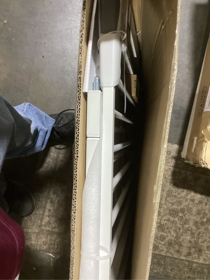 Condition photo showing New/Like New for Babelio Metal Baby Gate, 29-48“ Auto Close Easy Install Pet Gate, Extra Wide Walk Thru Child Safety Gate, Pressure Mounted Dog Gate for Doorways & Stairs, with Y Spindle Rods, White White 30"Tall 29"-48" Wide