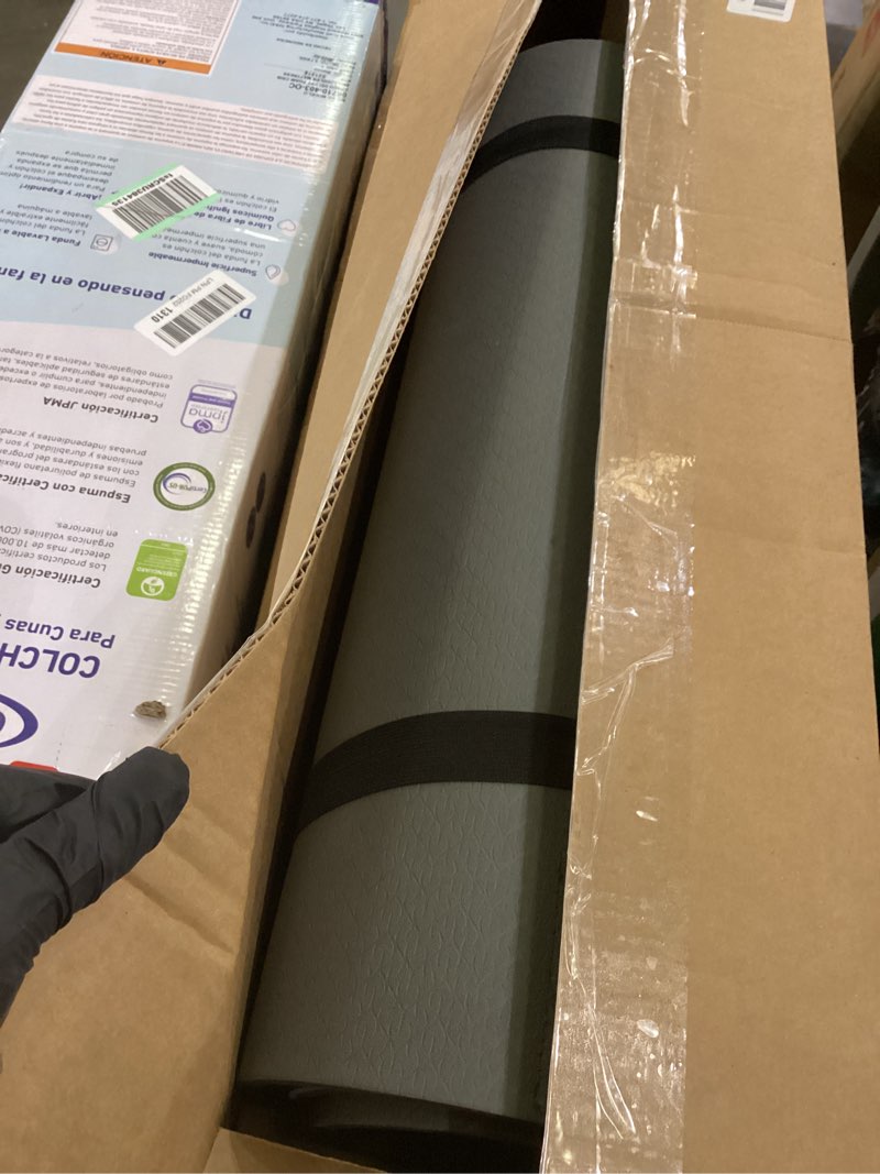 Condition photo showing Good Condition for Yoga Mat Non Slip Anti-tear,extra thick-2/5 inch?10MM?High Resiliency Professional POE Yoga Mats for Women Men Kids,72"x24"inch,Workout, Yoga, Pilates and Floor Exercise, with Carrier Strap 72"x24"x10mm Grey+Black.