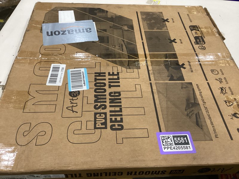 Condition photo showing Good Condition for art3d 12-pack smooth drop ceiling tile 2ft x 2ft - fire-rated, waterproof, reusable - premium pvc, no sag and breakage - cover 48 sq. ft, white 24*24 square white 12
