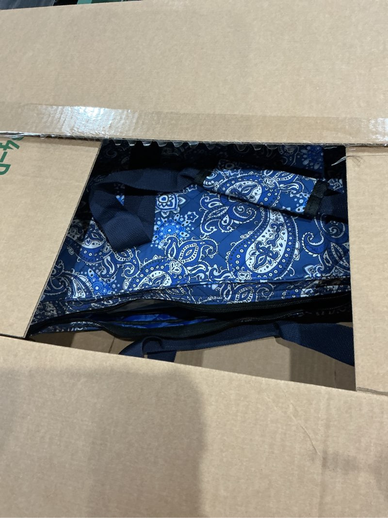 Condition photo showing Good Condition for mahjong storage bag for tiles racks & pusher - portable carry bag for community gatherings & family game nights, blue printed empty mahjong bag set for women & men (case only) blue paisley printed