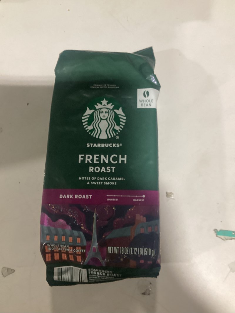 Condition photo showing New/Like New for Starbucks Whole Bean Coffee, Dark Roast Coffee, French Roast, 100% Arabica, 1 bag (18 oz) French Roast 18 Ounce (Pack of 1)