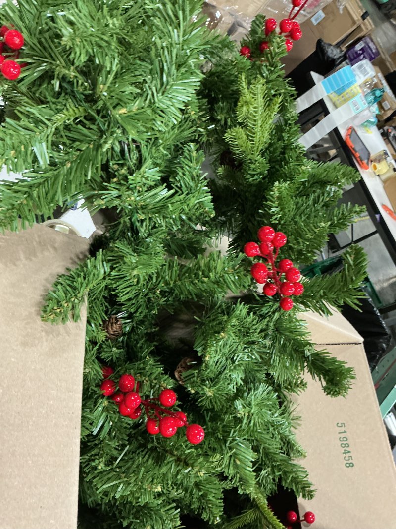 Condition photo showing Good Condition for  Similar National Tree Company 9 ft Pre-Lit Crestwood Spruce Artificial Christmas Garland, Christmas Decoration with Glitter, Pinecones, Red Berries, 50 Warm White LED Lights, 180 Tips, Timer, Green