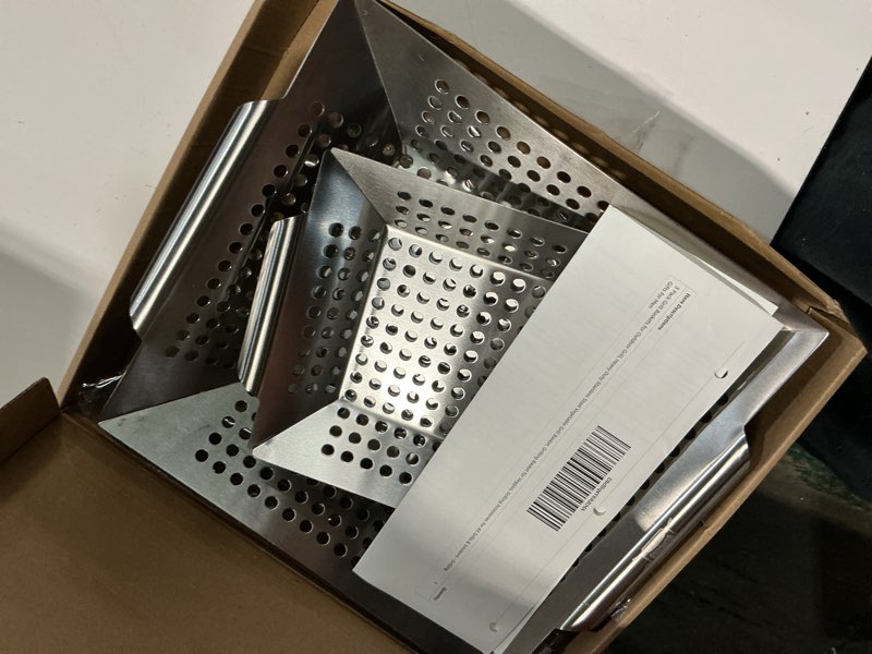Condition photo showing Good Condition for 3 pack grill baskets for outdoor grill, heavy duty stainless steel vegetable grill basket, grilling basket for veggies, grilling accessories for all grills & smokers - grilling gifts for men