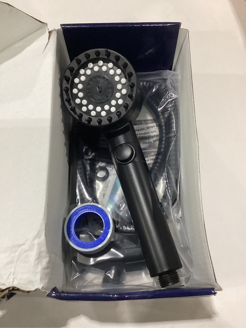 Condition photo showing Good Condition for used feelso filtered shower head with handheld, high pressure 4 spray showerhead with filters & upgraded anti-clog nozzles for hard water -remove chlorine, reduce dry itchy skin -on/off switch for pet bath black