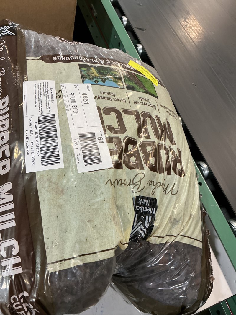 Condition photo showing Good Condition for member's mark brown rubber mulch, 1.25 cubic feet
