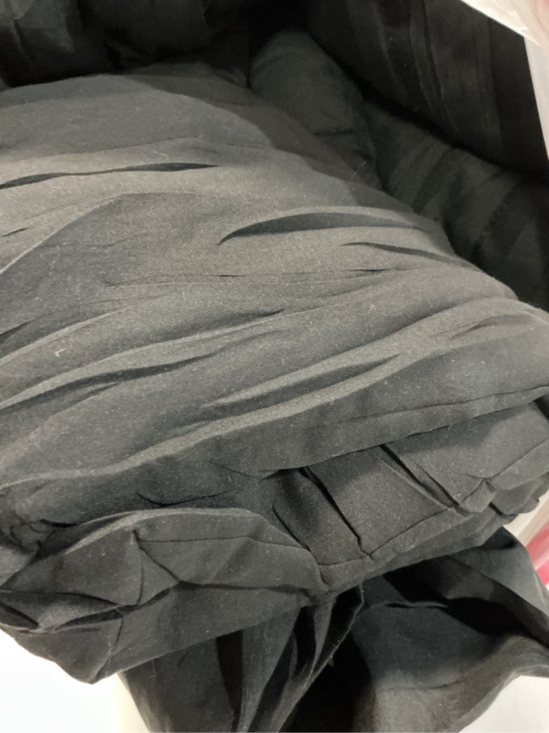 Condition photo showing As Is for sweet home collection 5 piece comforter set bag solid color all season soft down alternative blanket & luxurious microfiber bed sheets, black, twin black twin