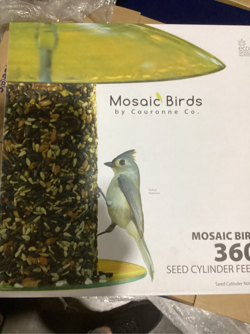 Condition photo showing New/Like New for Mosaic Birds 360 Degree Seed Cylinder Feeder  M391-200-15  15 inches wide  Cobalt Blue