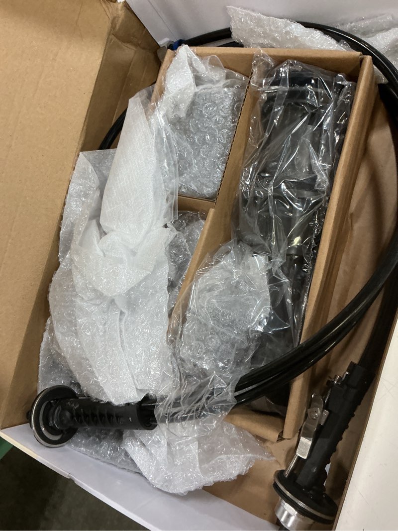 Condition photo showing As Is for allen + roth harlow matte black widespread 2-handle watersense mid-arc residential handle bathroom sink faucet with drain